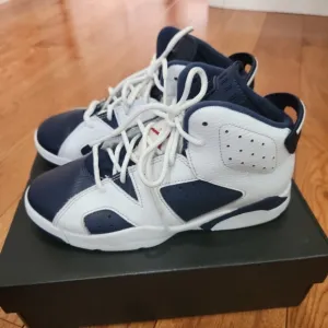 Jordan 6 Retro Navy and White Sneakers