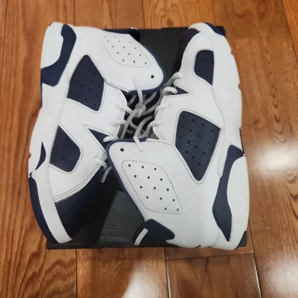 Jordan 6 Retro Navy and White Sneakers