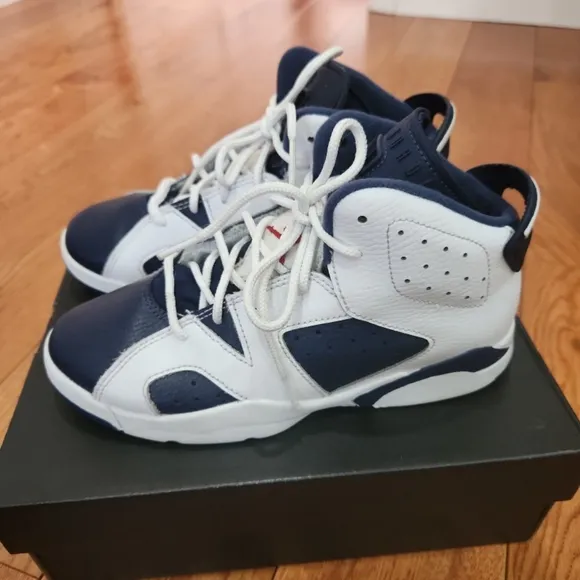 Jordan 6 Retro Navy and White Sneakers