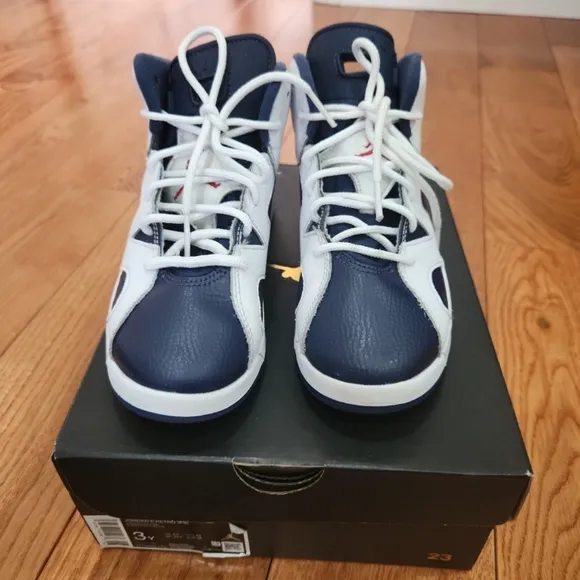 Jordan 6 Retro Navy and White Sneakers