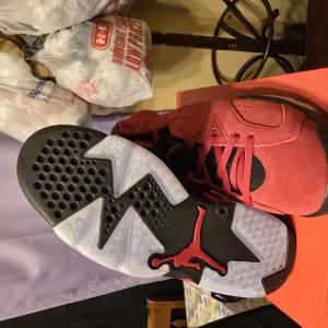 Jordan 6 Retro Red and Black Sneakers