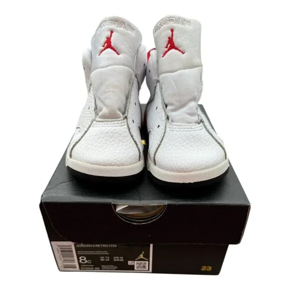 Jordan 6 Retro TD Baby Toddler Shoes Sneakers 8C Red Oreo Orig Box DV3606-162