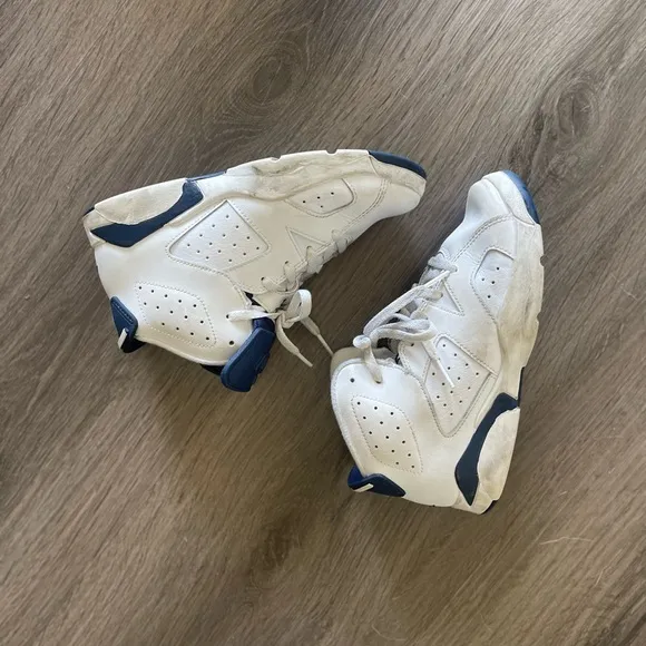 Jordan 6 Retro White and Blue Sneakers Youth