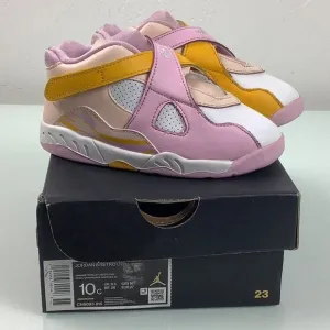 Jordan 8 Retro (TD) orange Pearl/LT Artic pink sneakers toddler size 10C EUC
