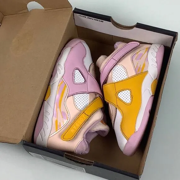 Jordan 8 Retro (TD) orange Pearl/LT Artic pink sneakers toddler size 10C EUC