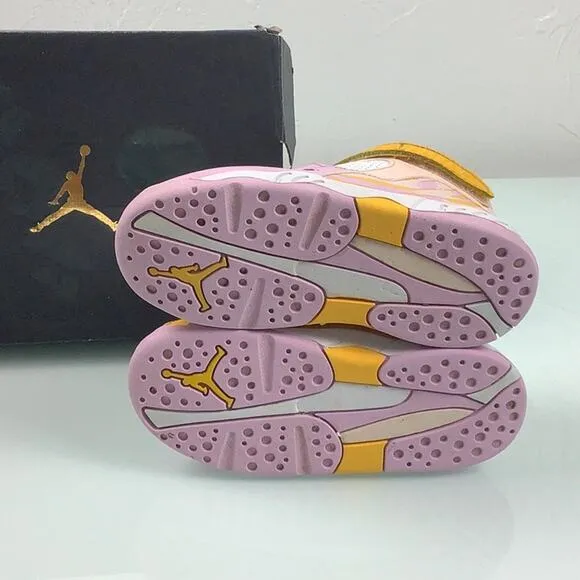 Jordan 8 Retro (TD) orange Pearl/LT Artic pink sneakers toddler size 10C EUC