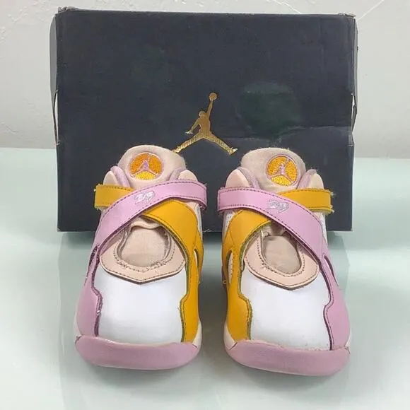 Jordan 8 Retro (TD) orange Pearl/LT Artic pink sneakers toddler size 10C EUC