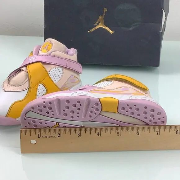 Jordan 8 Retro (TD) orange Pearl/LT Artic pink sneakers toddler size 10C EUC