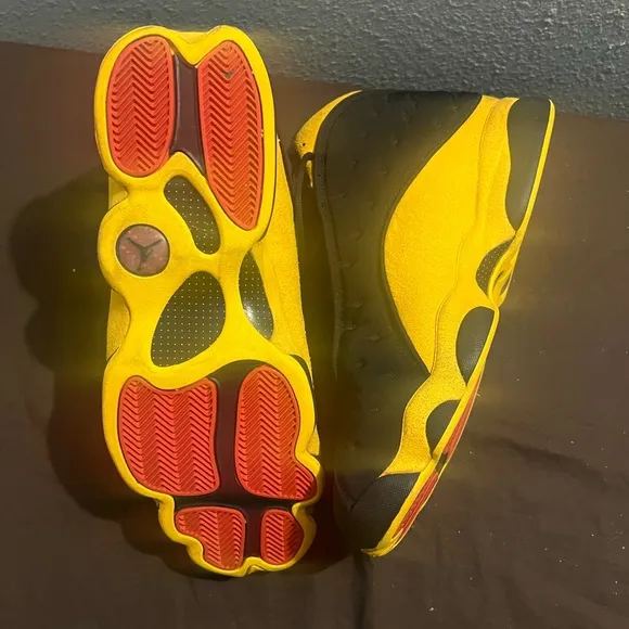 Jordan Black and Yellow Sneakers Air Jordan Retro 13 Melo Nikes Authentic