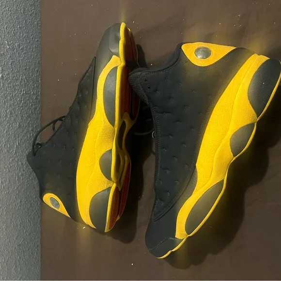 Jordan Black and Yellow Sneakers Air Jordan Retro 13 Melo Nikes Authentic