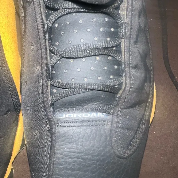 Jordan Black and Yellow Sneakers Air Jordan Retro 13 Melo Nikes Authentic