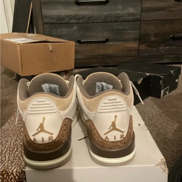 Jordan Cream and Brown Sneakers with Elephant Print