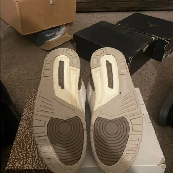 Jordan Cream and Brown Sneakers with Elephant Print