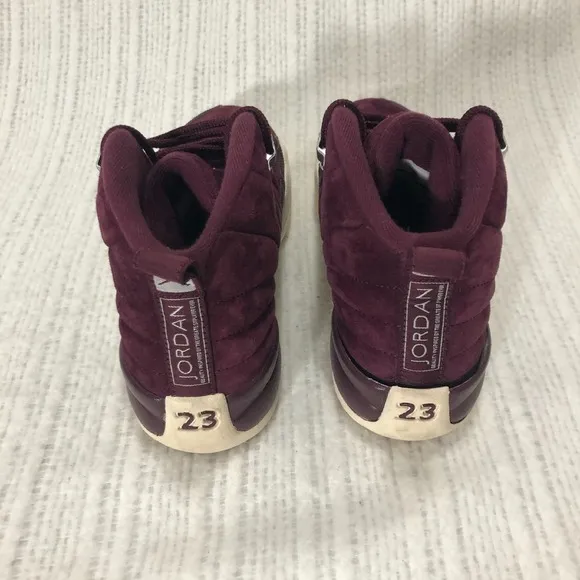 Jordan Retro 12 Bordeaux Sneakers Suede Leather High Top Shoes Youth Size 6Y‎