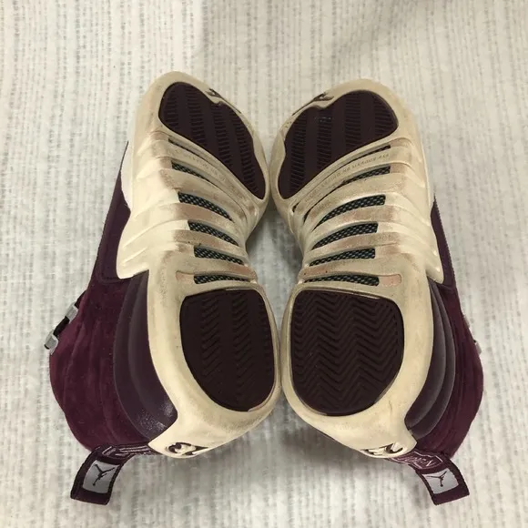 Jordan Retro 12 Bordeaux Sneakers Suede Leather High Top Shoes Youth Size 6Y‎