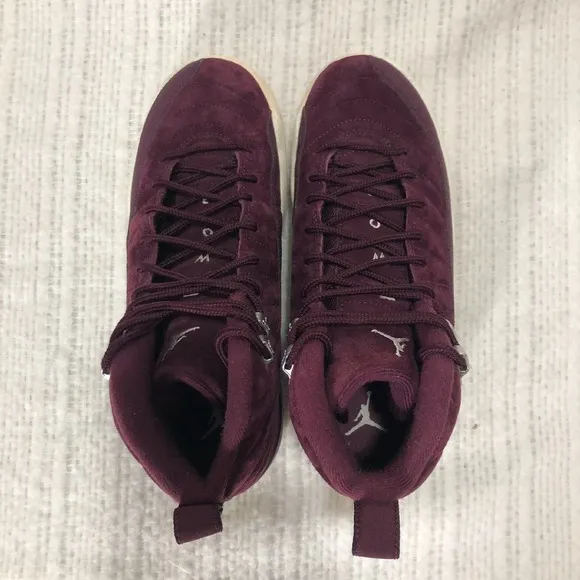 Jordan Retro 12 Bordeaux Sneakers Suede Leather High Top Shoes Youth Size 6Y‎