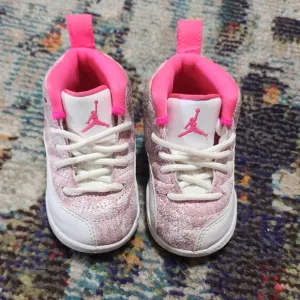 Jordan Retro 12 Toddler 4c Pink and White Sneakers