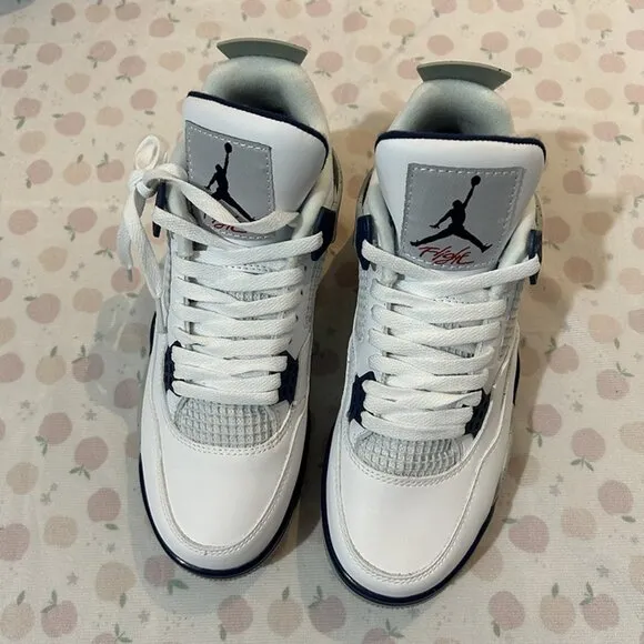 Jordan Retro 4 Midnight Navy White Sneakers