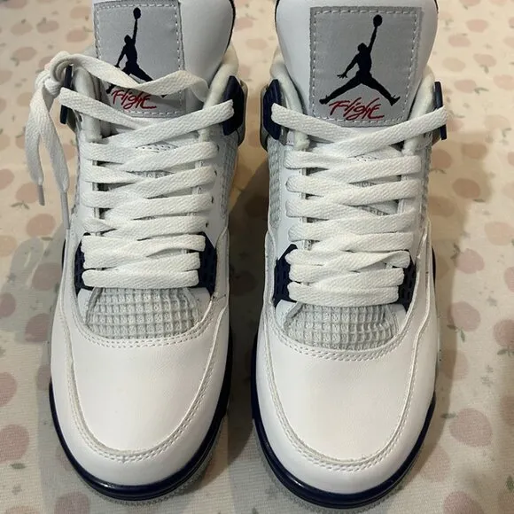Jordan Retro 4 Midnight Navy White Sneakers