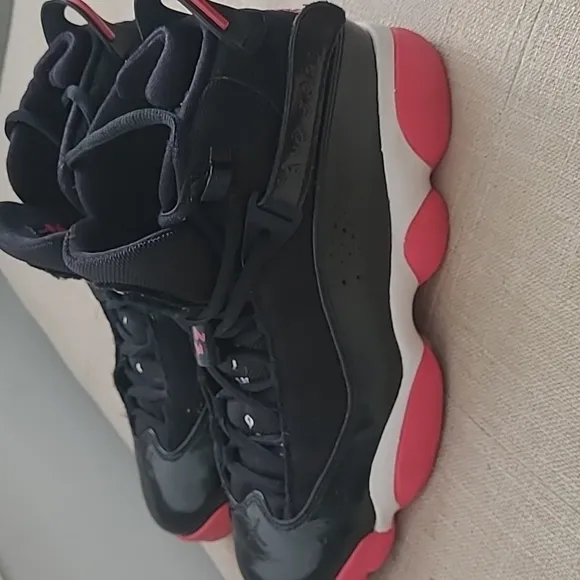 JORDAN Retro Kids Size 5.5Y  Black and Pink Sneakers