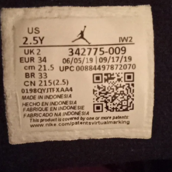 Jordan True Flights Girl's Black, Gray and Pink Sneakers Size 2.5