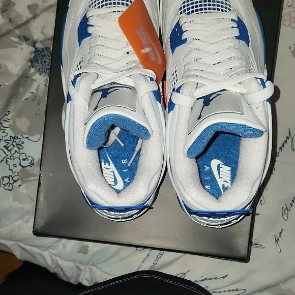 Jordan White and Blue Retro Sneakers