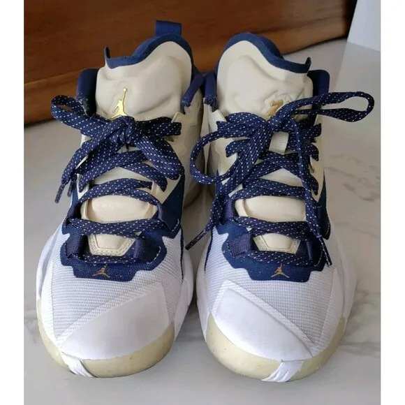 Jordan Zion 1 Trainers FOSSIL MIDNIGHT NAVY WHITE GOLD ZW Sneakers 5Y