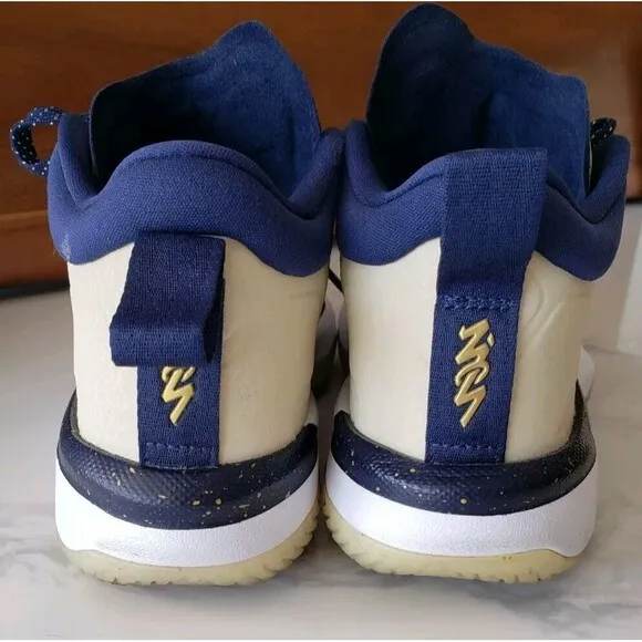 Jordan Zion 1 Trainers FOSSIL MIDNIGHT NAVY WHITE GOLD ZW Sneakers 5Y