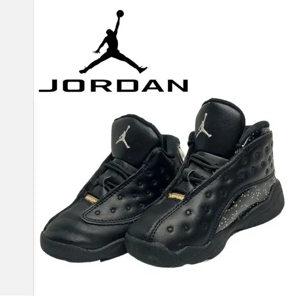 Jordan Retro 13 Gold Glitter and Black Sneakers -‎ Size 8C