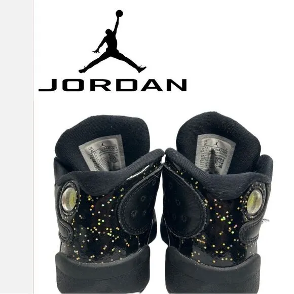 Jordan Retro 13 Gold Glitter and Black Sneakers -‎ Size 8C