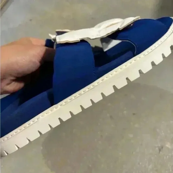 Joshua's Heart In New York City Slip On Footbed Sandals Blue White Size EU
