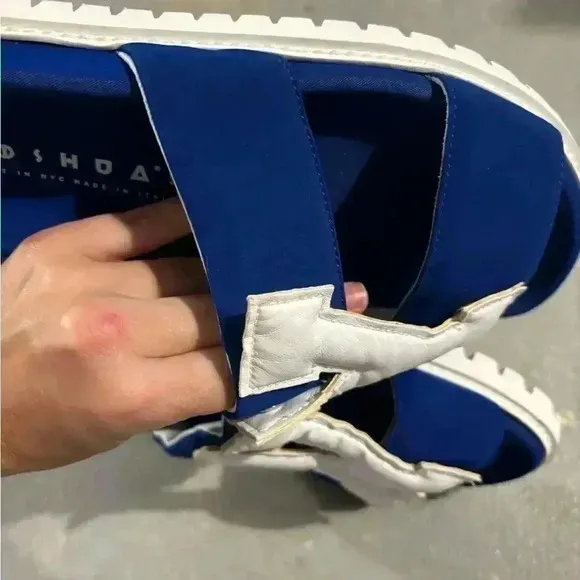 Joshua's Heart In New York City Slip On Footbed Sandals Blue White Size EU