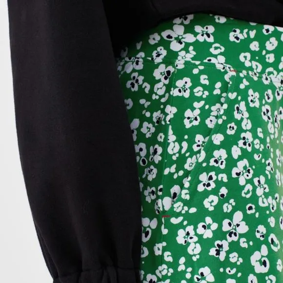 Joules Eden Green Leopard Print Jersey Midi Skirt 6 US New