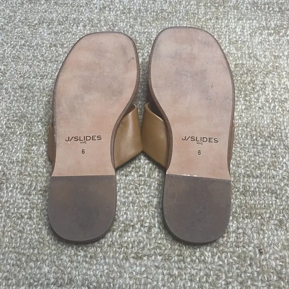 JSlides YURI Leather Sandals, Tan Leather