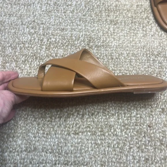 JSlides YURI Leather Sandals, Tan Leather
