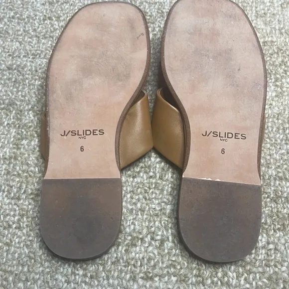 JSlides YURI Leather Sandals, Tan Leather