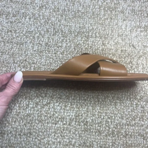 JSlides YURI Leather Sandals, Tan Leather