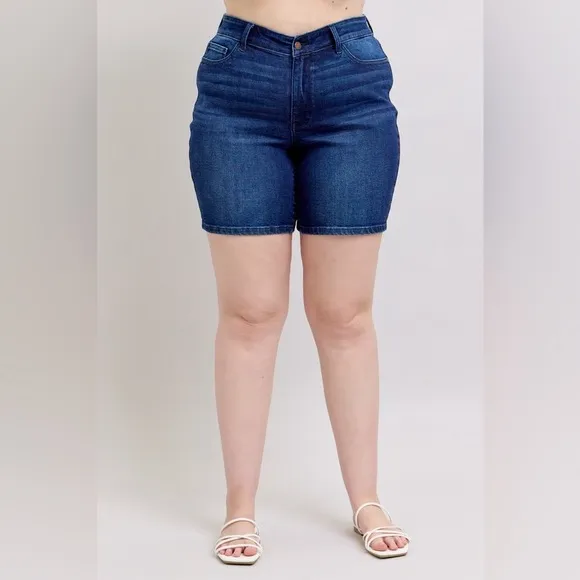 Judy Blue Full Size High Waist V-Front Bermuda Plus Size