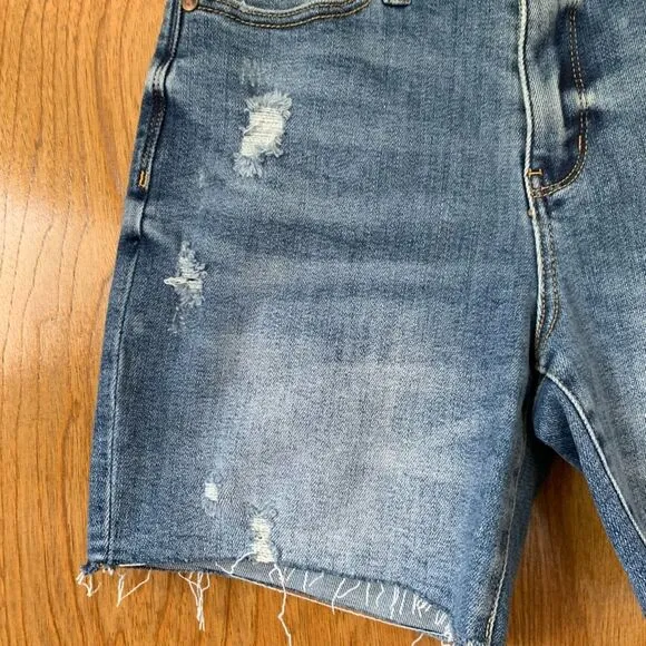 Judy Blue High Waist Distressed Cut Off Denim Shorts Blue Size S