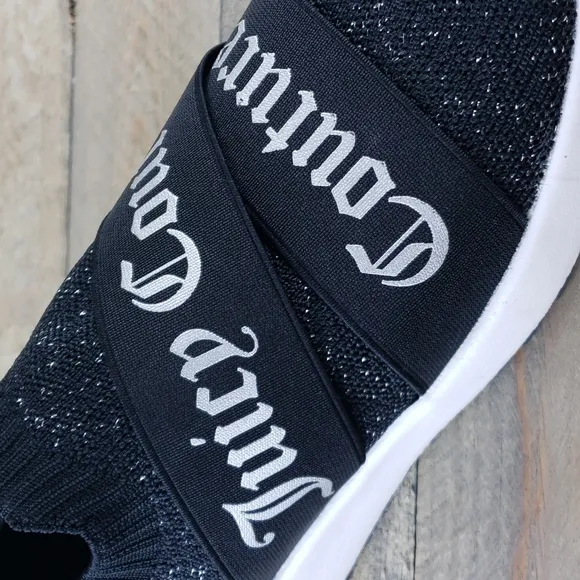 Juicy Couture Announce Womens Slip On Fashion Sneakers Black Silver NEW