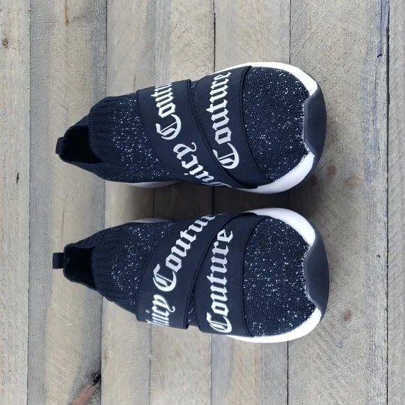 Juicy Couture Announce Womens Slip On Fashion Sneakers Black Silver NEW