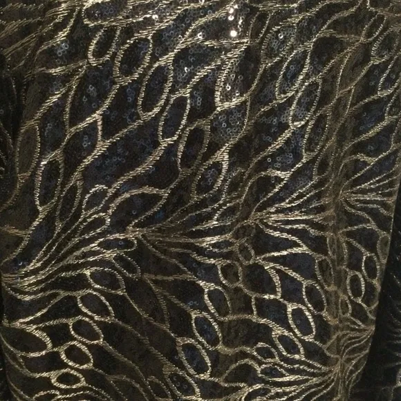 Juicy Couture Black Gold Sequin Zip Front Bomber Jacket Med