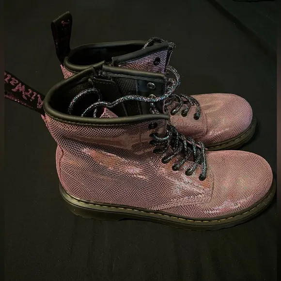 Junior 1460 Iridescent reptile-embossed leather boots