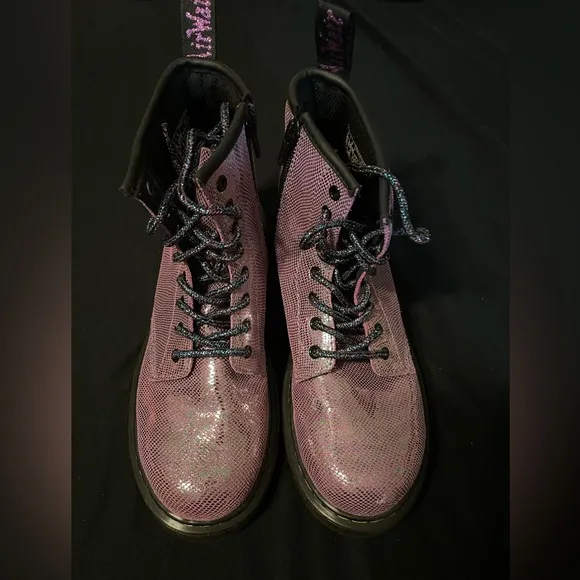 Junior 1460 Iridescent reptile-embossed leather boots