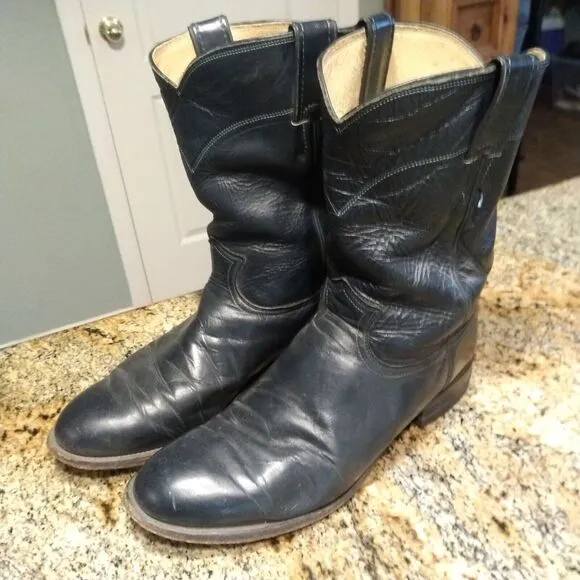 Justin 3024 Roper Boots - Mens - Size 9 EE - Blue Western Leather