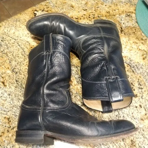Justin 3024 Roper Boots - Mens - Size 9 EE - Blue Western Leather
