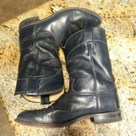 Justin 3024 Roper Boots - Mens - Size 9 EE - Blue Western Leather