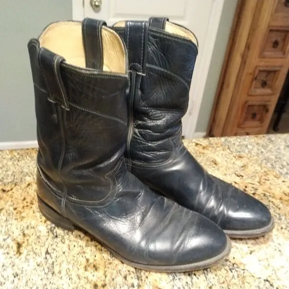 Justin 3024 Roper Boots - Mens - Size 9 EE - Blue Western Leather
