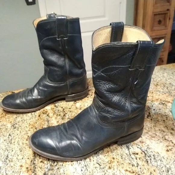 Justin 3024 Roper Boots - Mens - Size 9 EE - Blue Western Leather