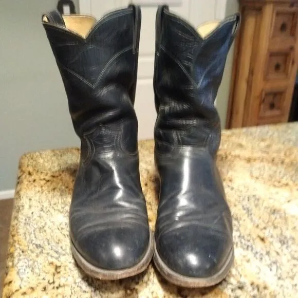 Justin 3024 Roper Boots - Mens - Size 9 EE - Blue Western Leather
